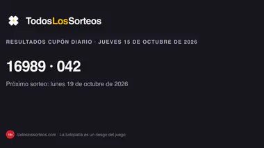 Cupón Diario de la ONCE del jueves 15 de octubre de 2026: número premiado y serie