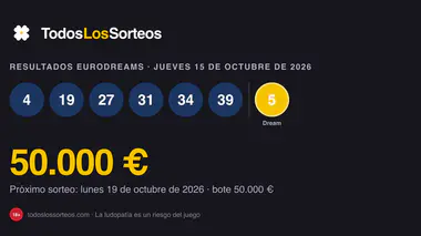 Resultados de EuroDreams del jueves 15 de octubre de 2026: combinación ganadora y número Dream