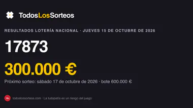 Lotería Nacional del jueves 15 de octubre de 2026: primer premio, segundo premio y lista de premios