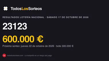 Lotería Nacional del sábado 17 de octubre de 2026: primer premio, segundo premio y lista de premios