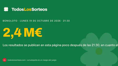Bonoloto de hoy, lunes 19 de octubre de 2026: bote de 2,4 M€, sorteo a las 21:30